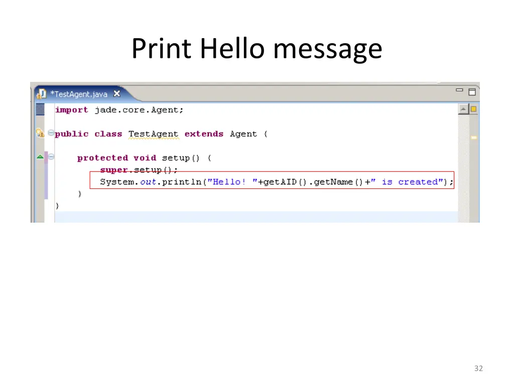 print hello message