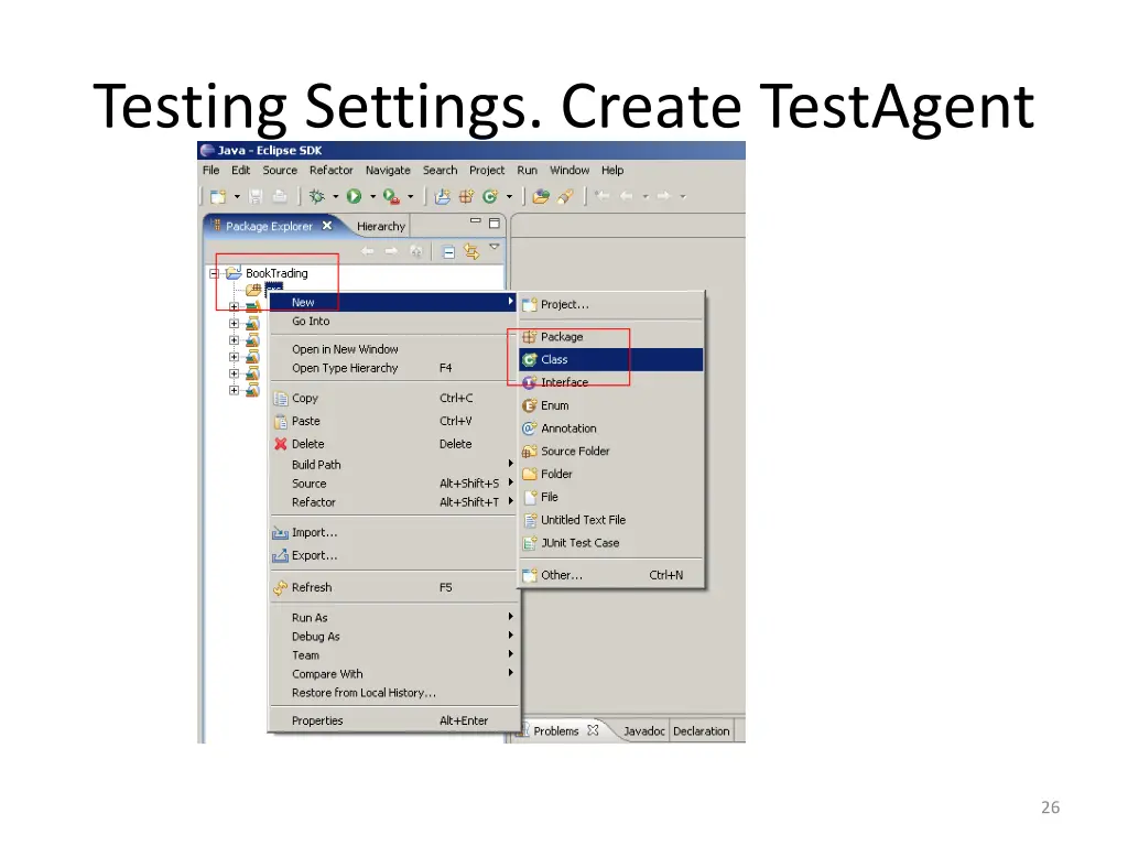 testing settings create testagent