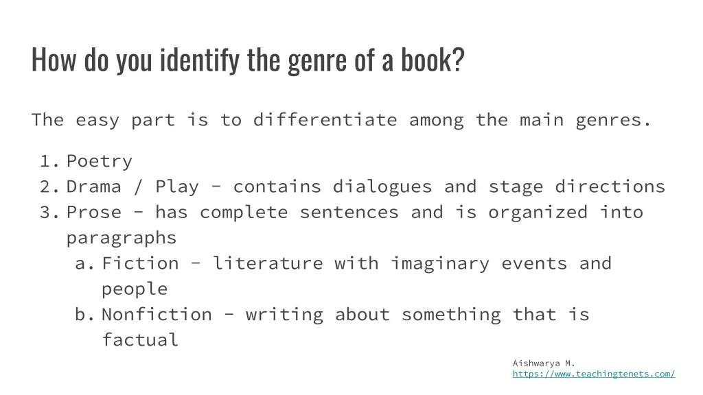 how do you identify the genre of a book