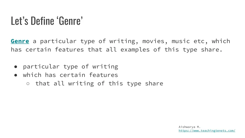 let s define genre