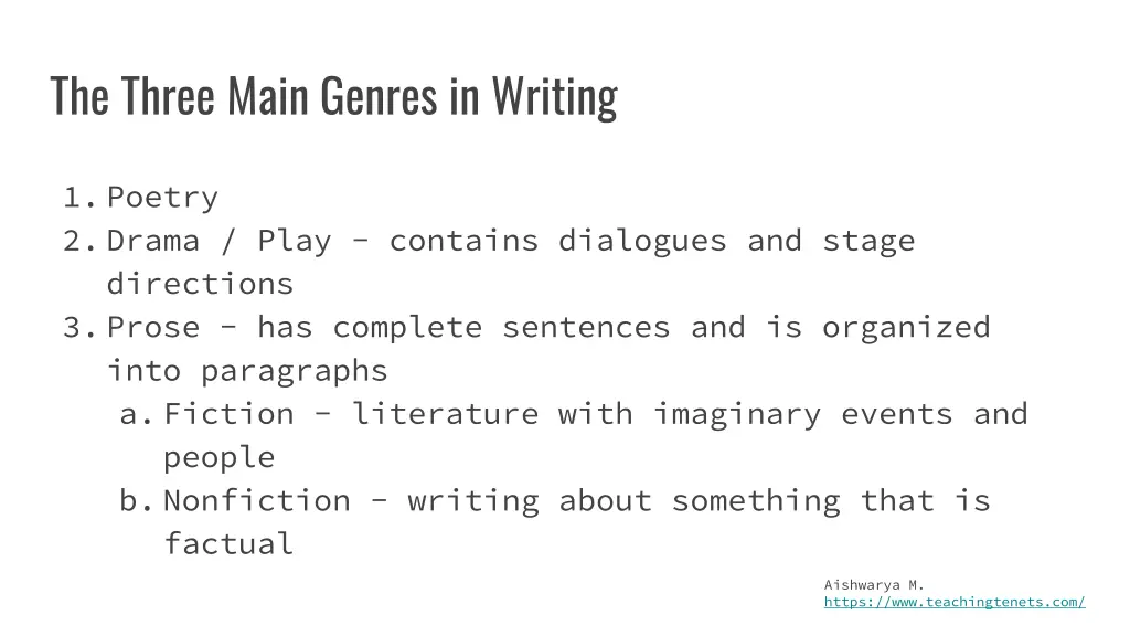 the three main genres in writing