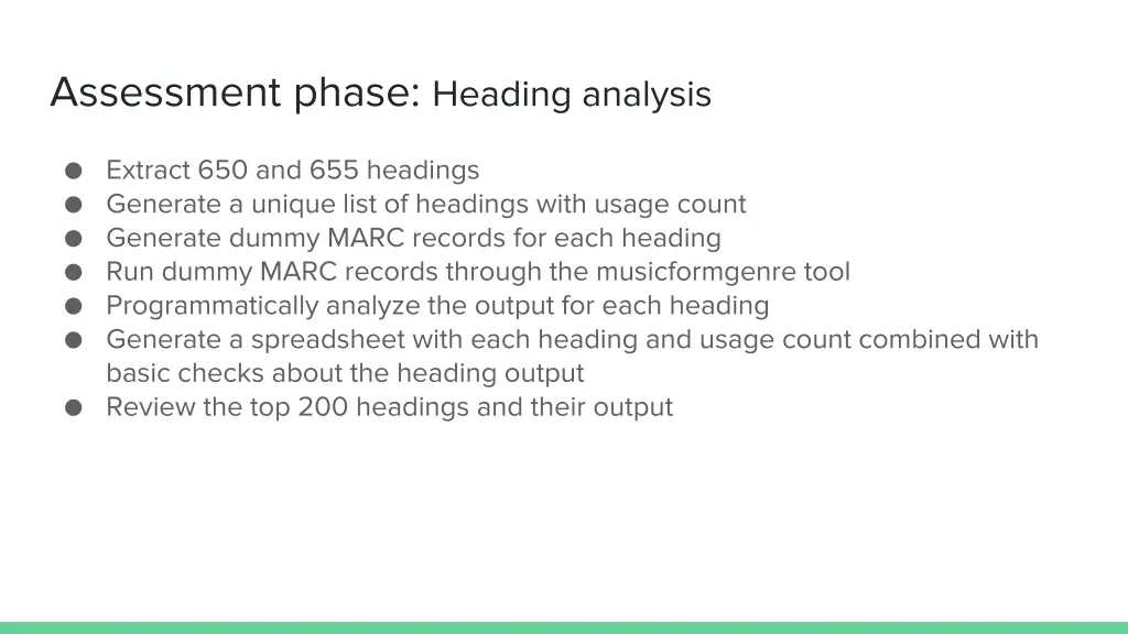 assessment phase heading analysis