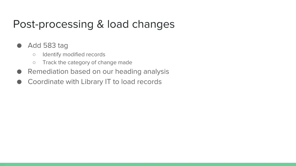 post processing load changes