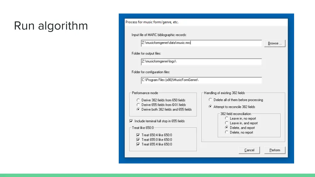 run algorithm