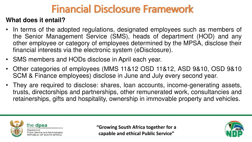 financial disclosure framework financial 1