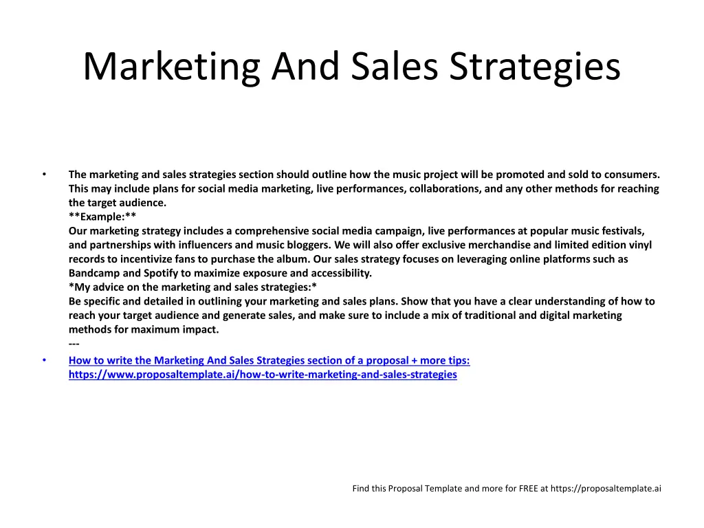 marketing and sales strategies