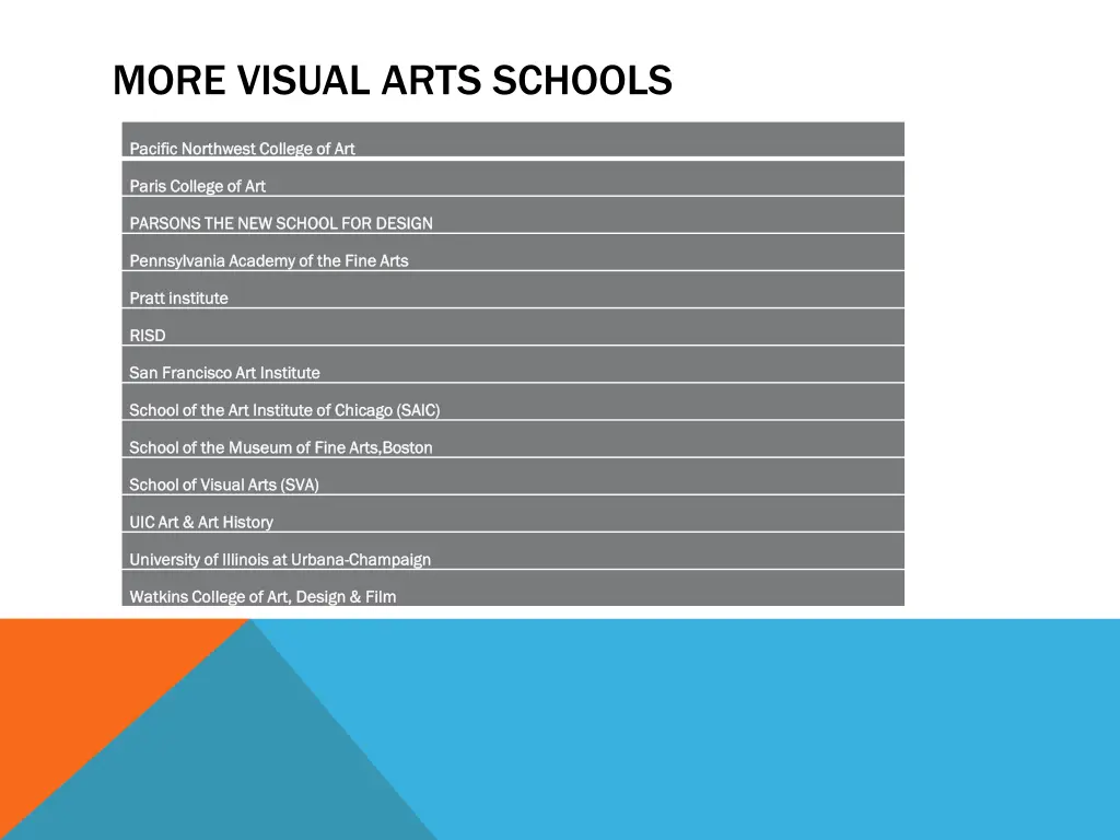 more visual arts schools 1