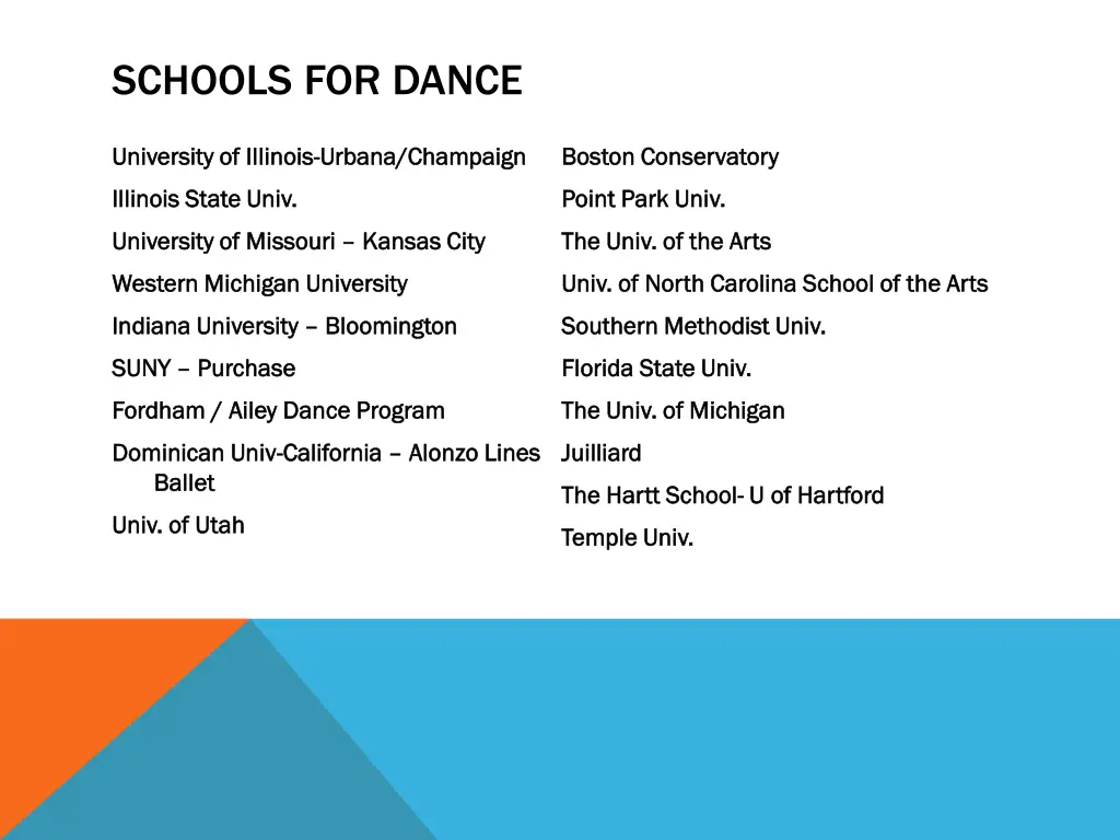 schools for dance