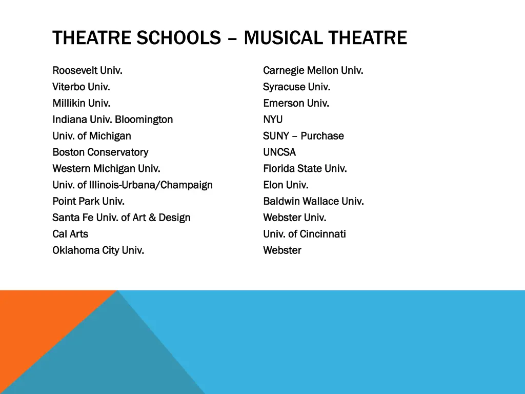 theatre schools musical theatre