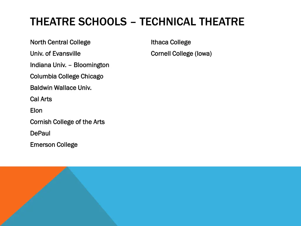 theatre schools technical theatre