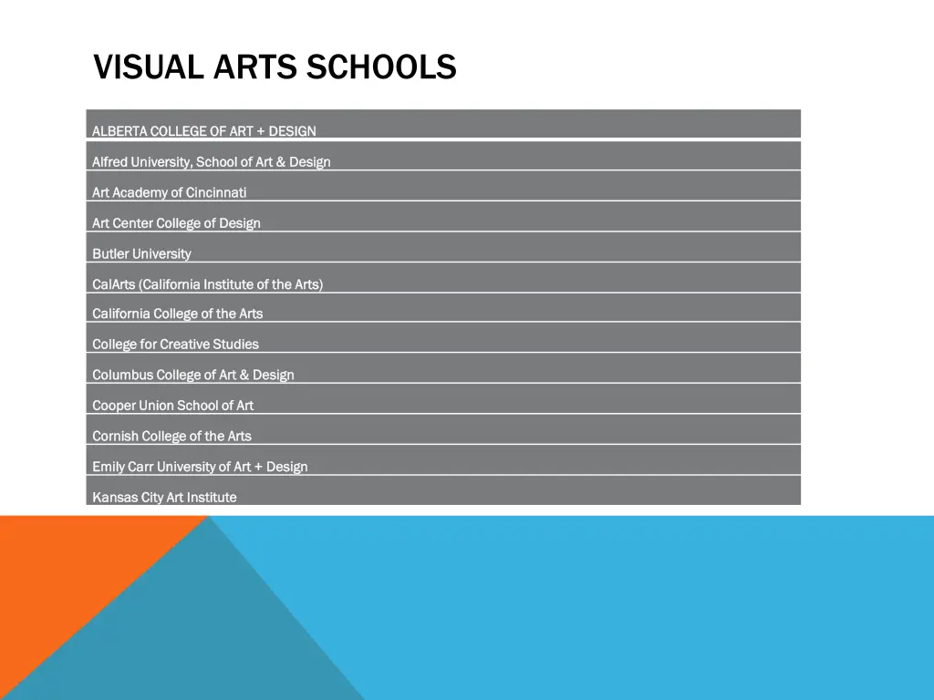 visual arts schools