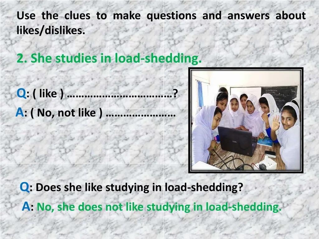 use the clues to make questions and answers about 1