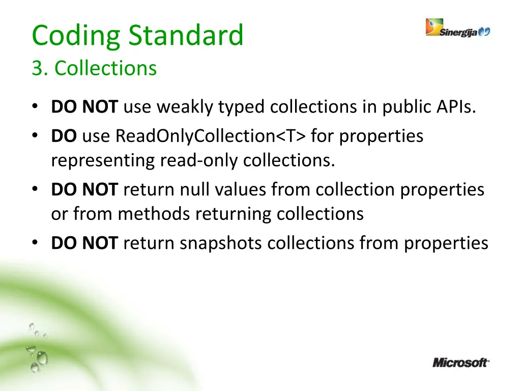 coding standard 3 collections