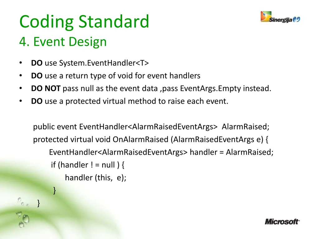 coding standard 4 event design