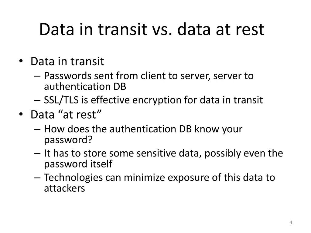 data in transit vs data at rest