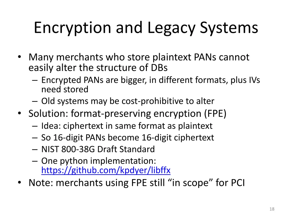 encryption and legacy systems