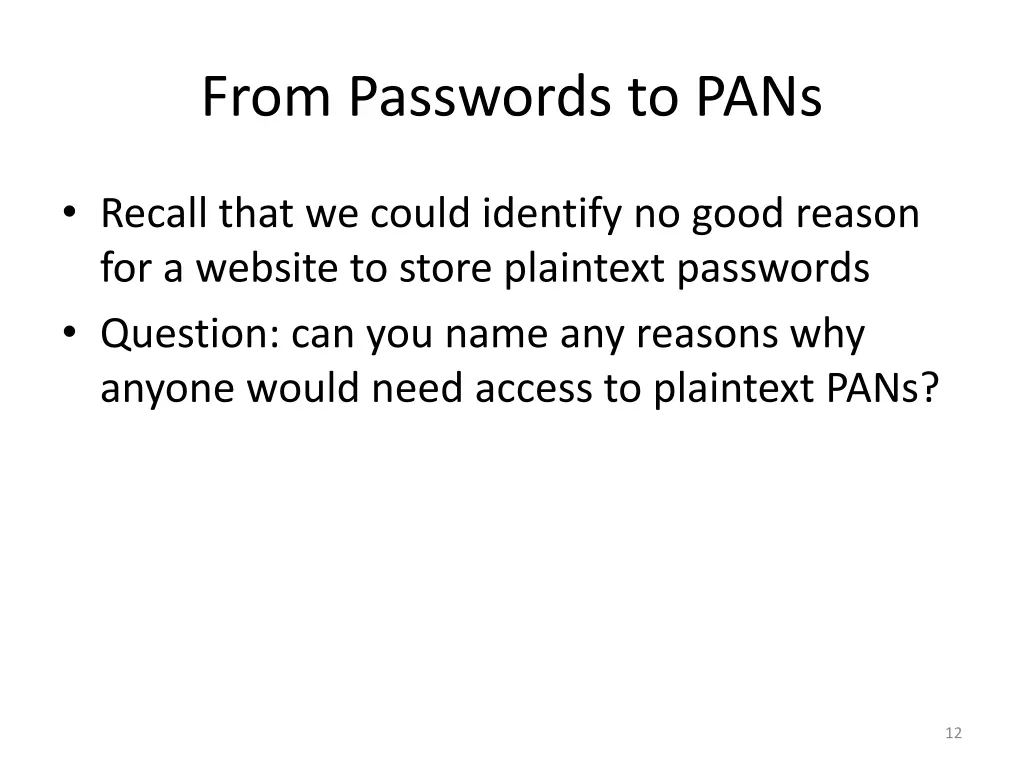 from passwords to pans 1