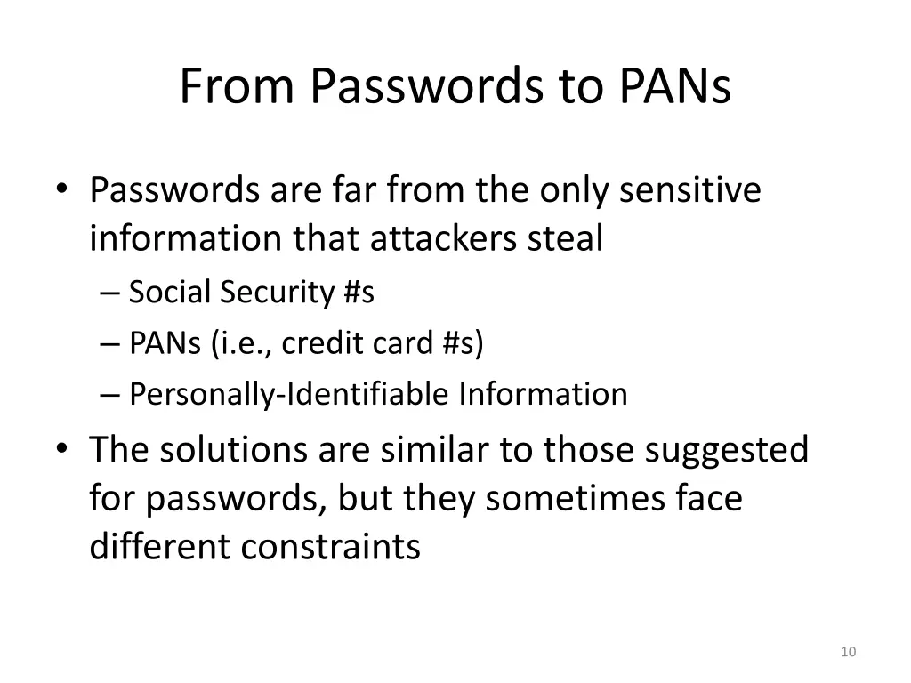 from passwords to pans