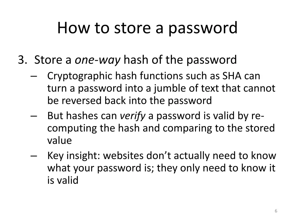 how to store a password 1