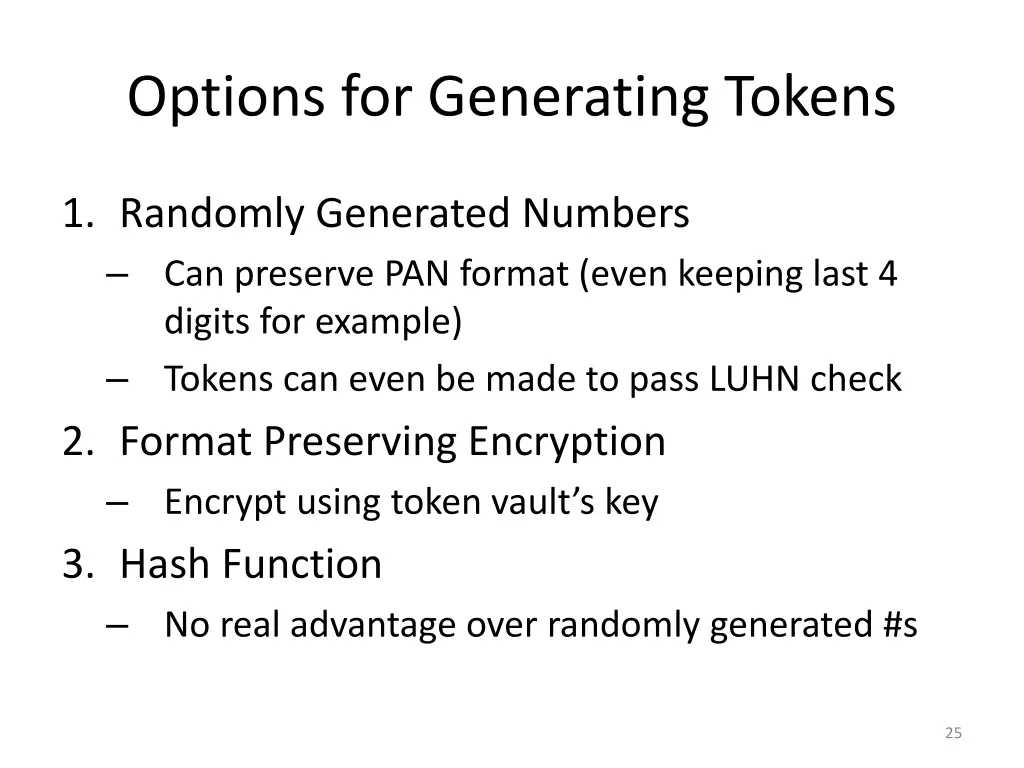 options for generating tokens