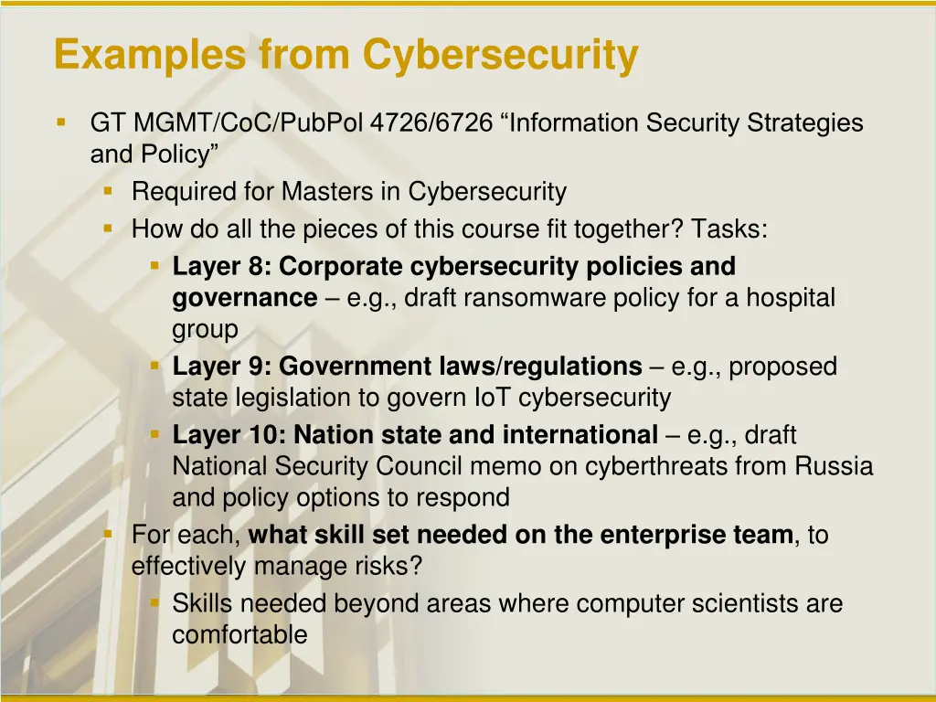 examples from cybersecurity