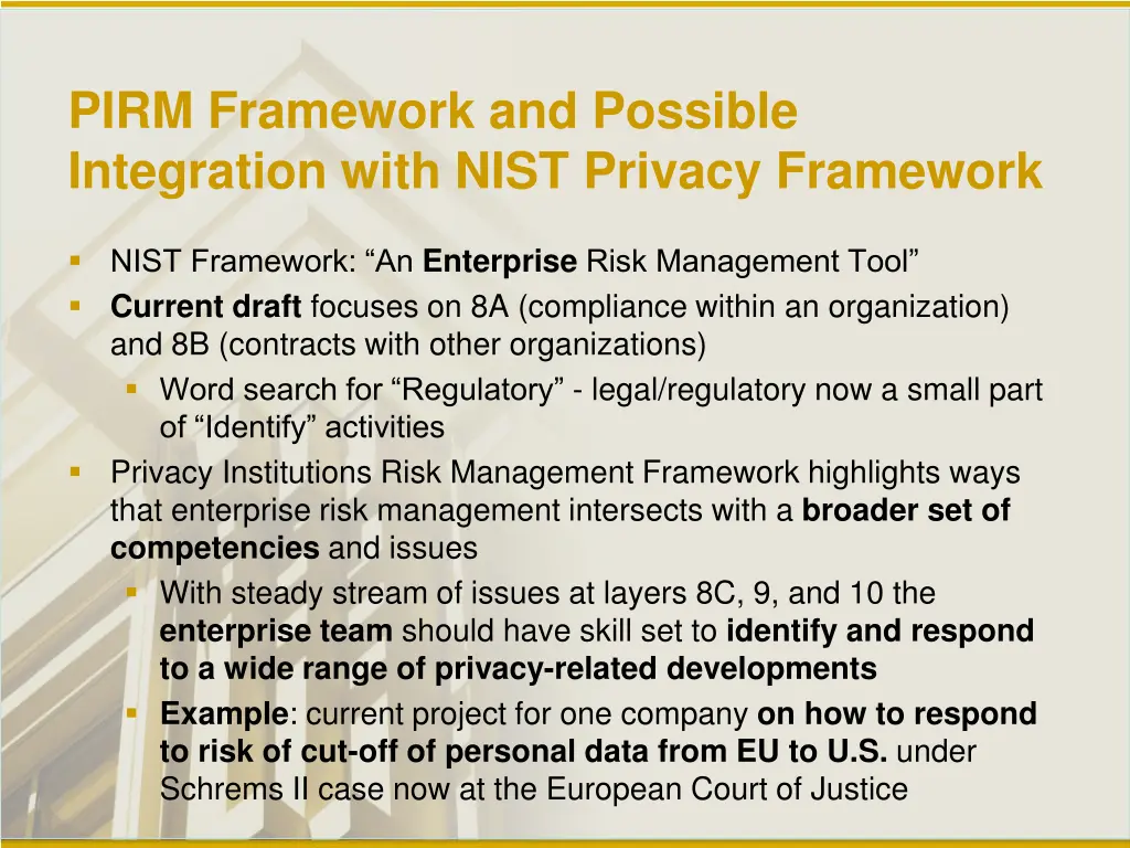 pirm framework and possible integration with nist