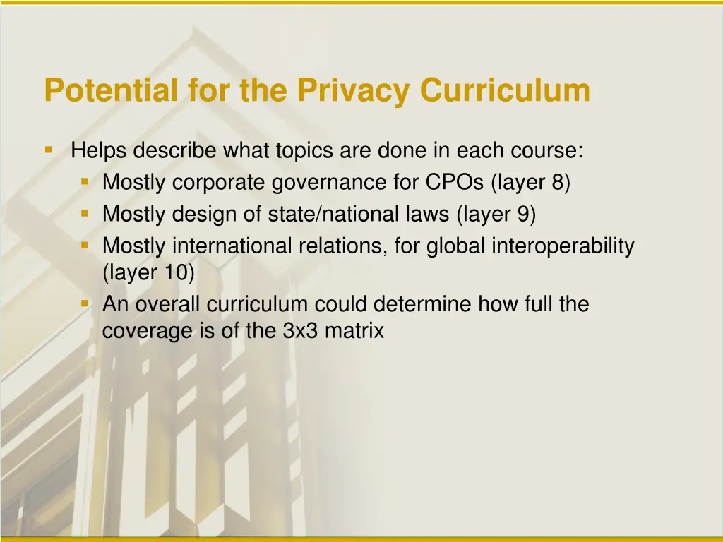 potential for the privacy curriculum