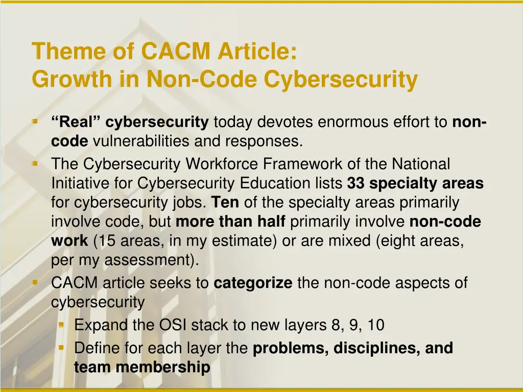 theme of cacm article growth in non code