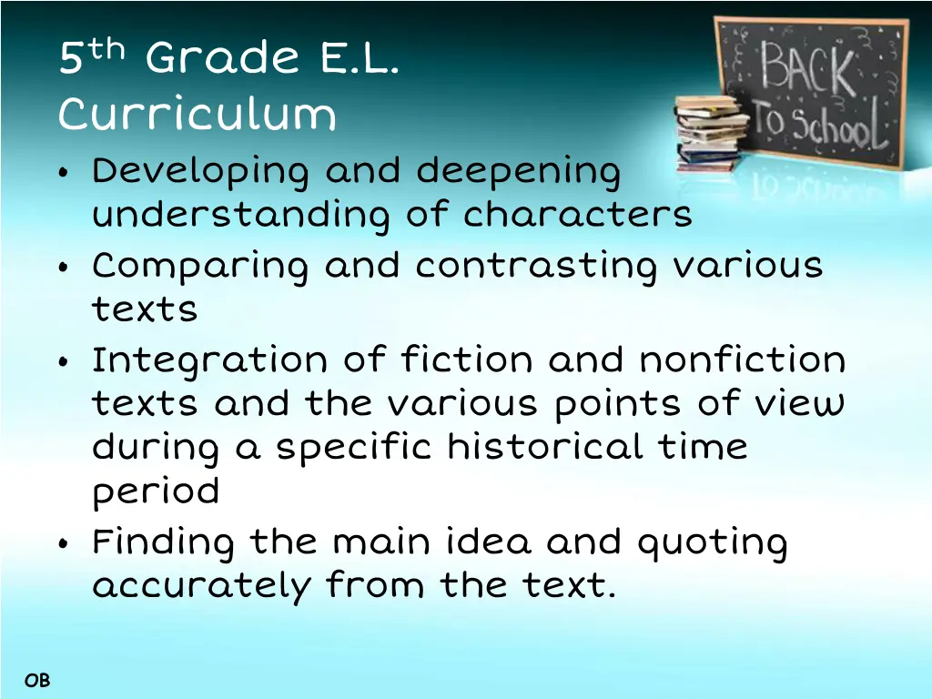 5 th grade e l curriculum developing