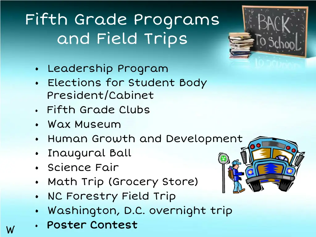 fifth grade programs and field trips