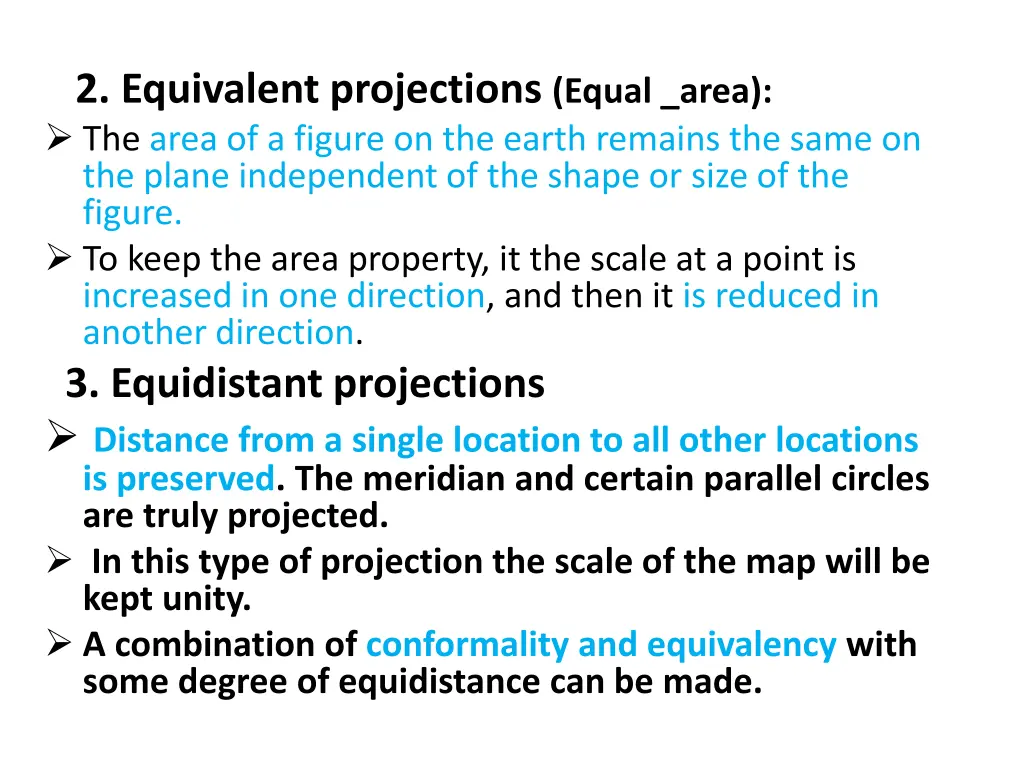 2 equivalent projections equal area the area