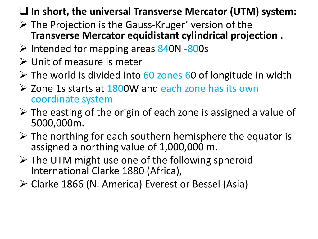 in short the universal transverse mercator