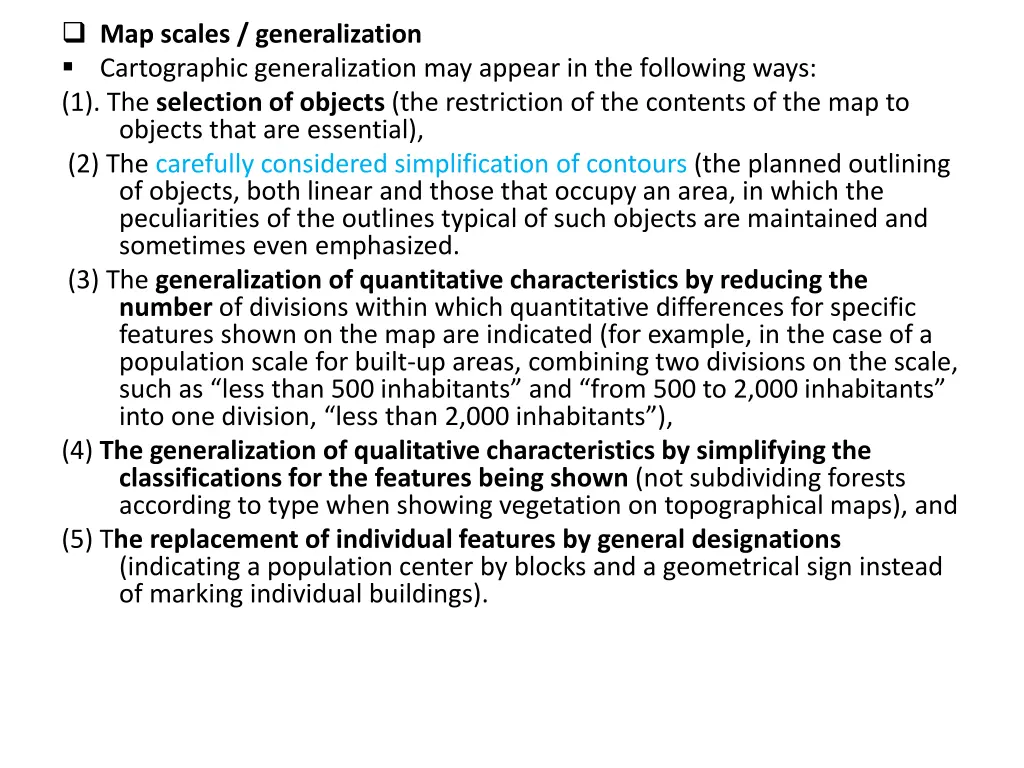 map scales generalization cartographic