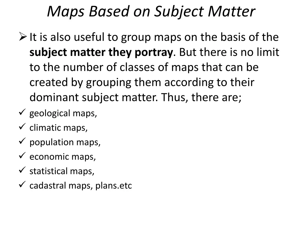 maps based on subject matter