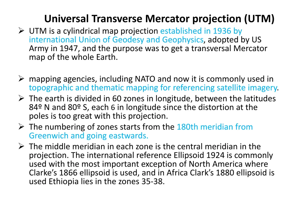 universal transverse mercator projection