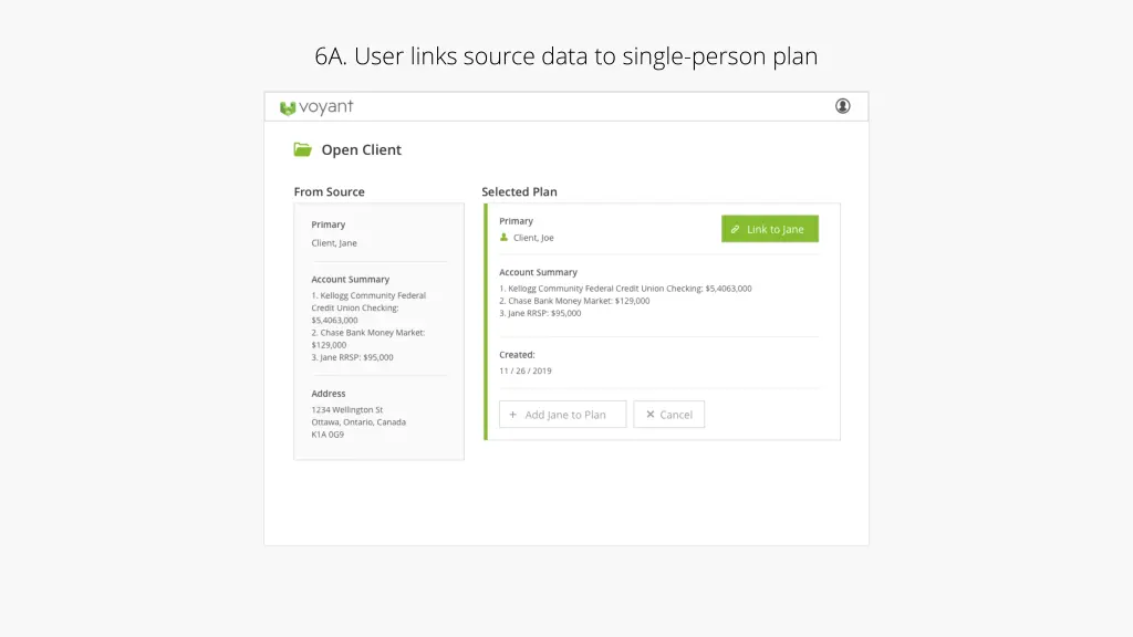 6a user links source data to single person plan