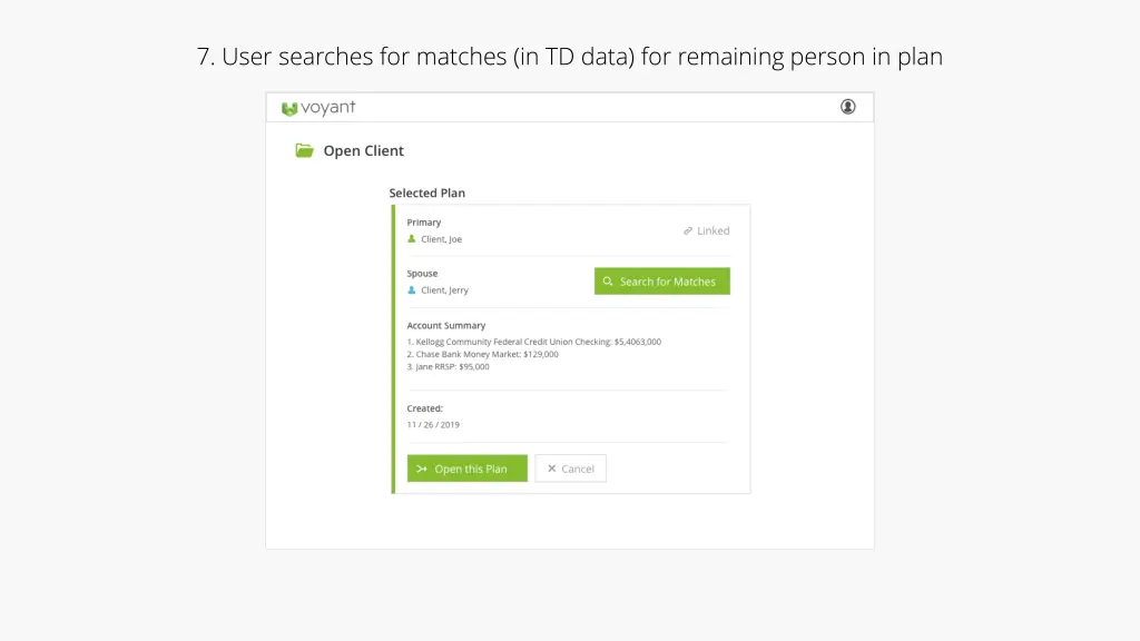 7 user searches for matches in td data