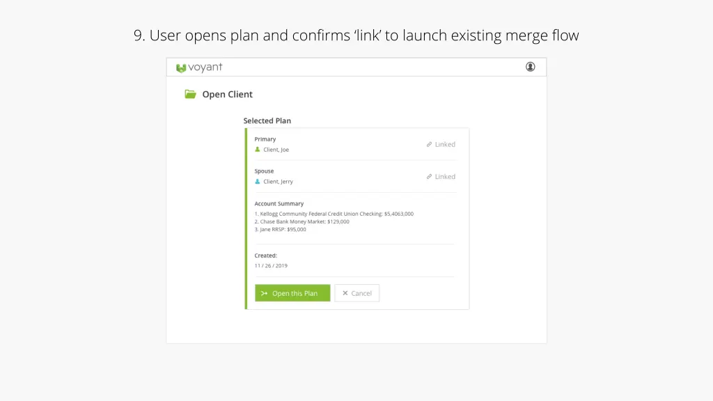 9 user opens plan and confirms link to launch