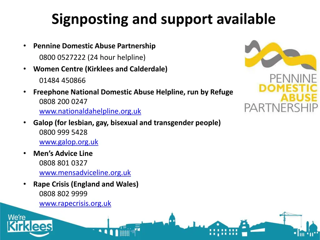 signposting and support available