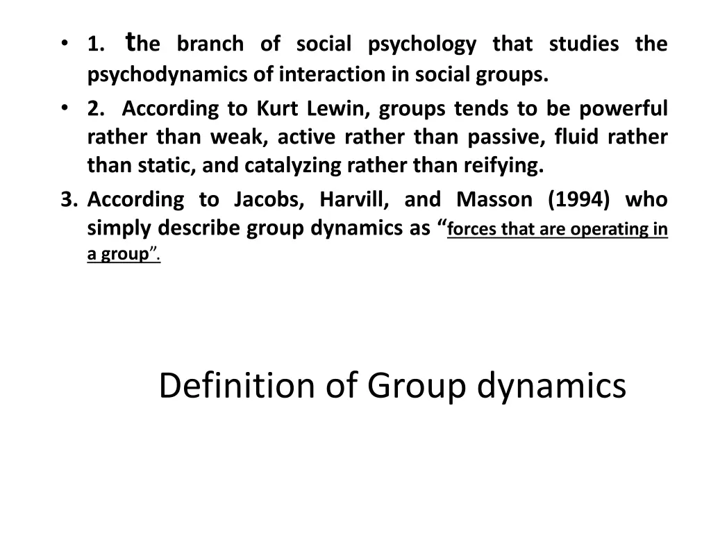 1 t he branch of social psychology that studies