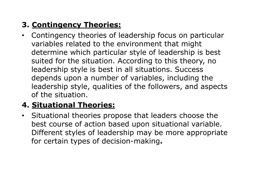 3 contingency theories contingency theories