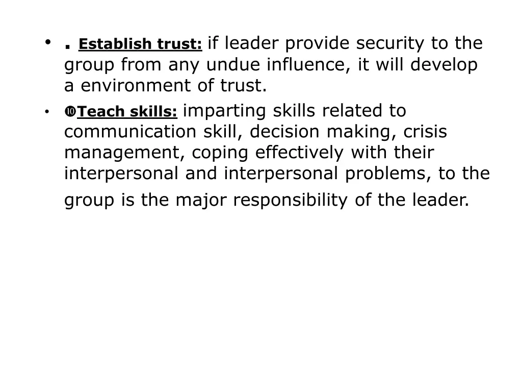 establish trust if leader provide security