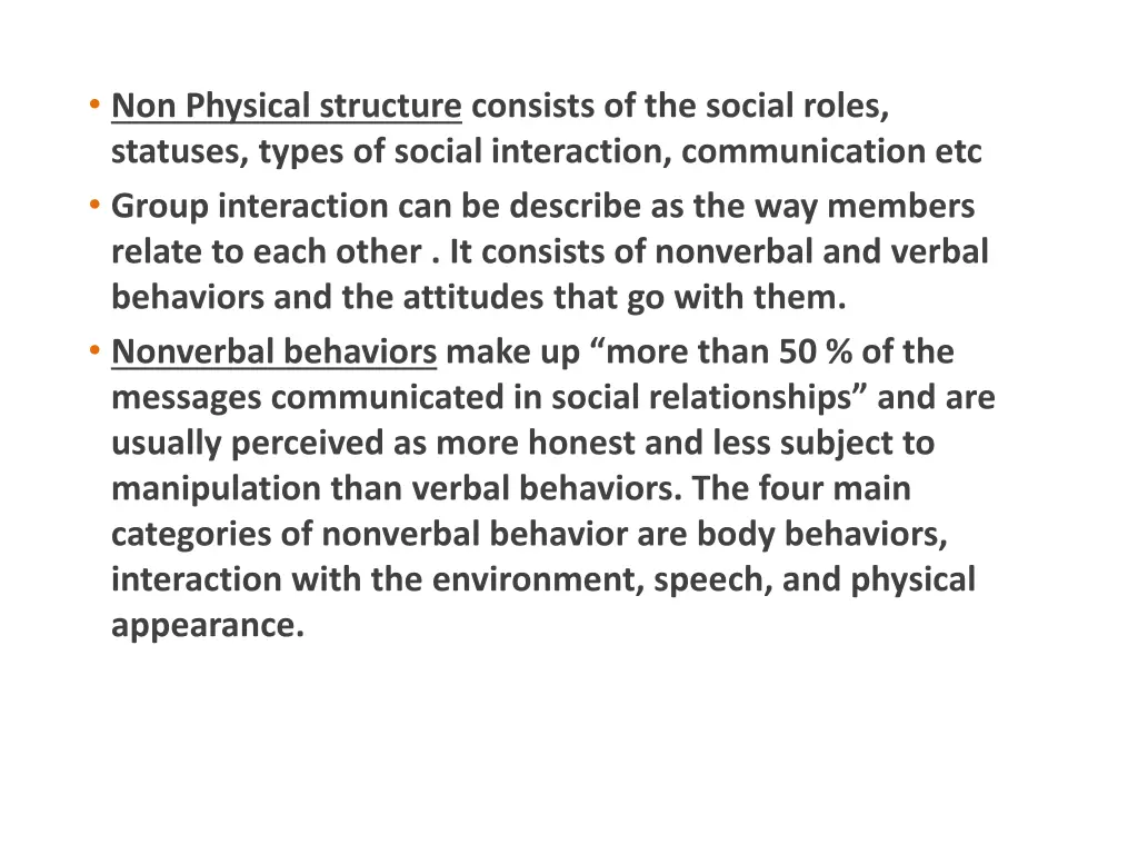 non physical structure consists of the social