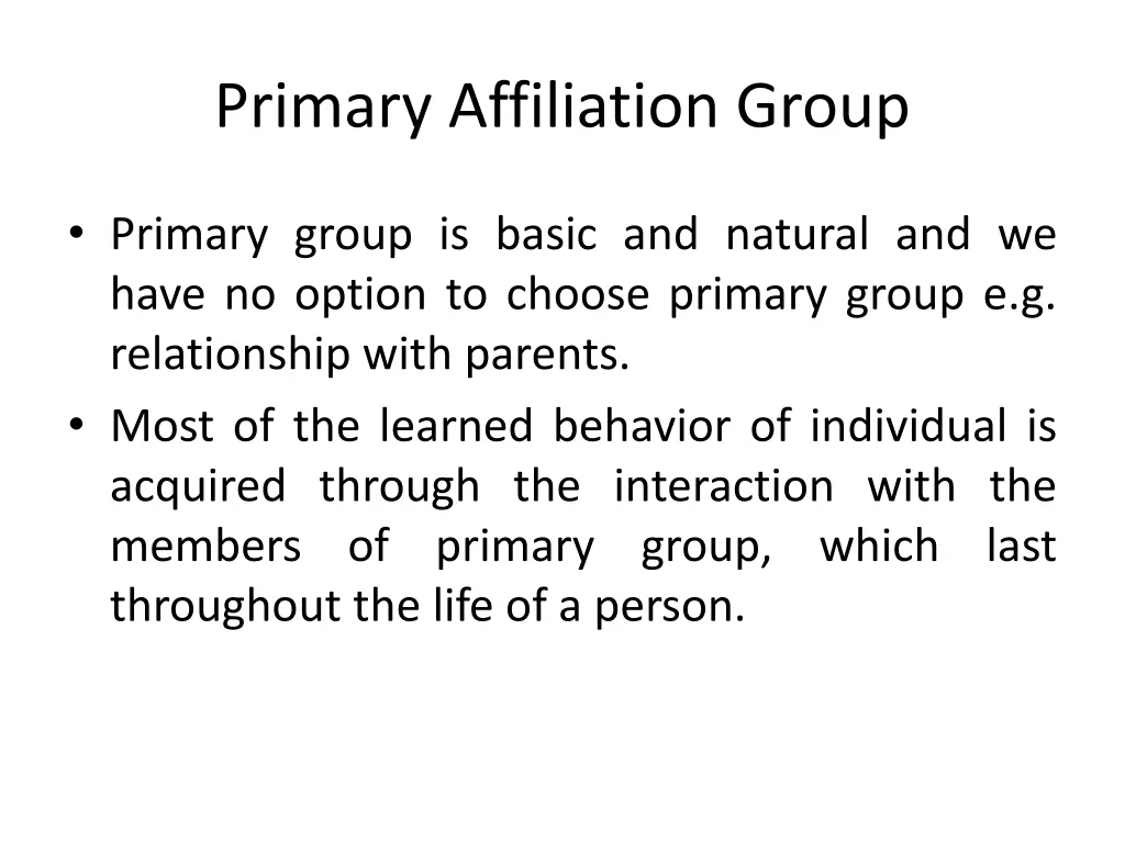 primary affiliation group