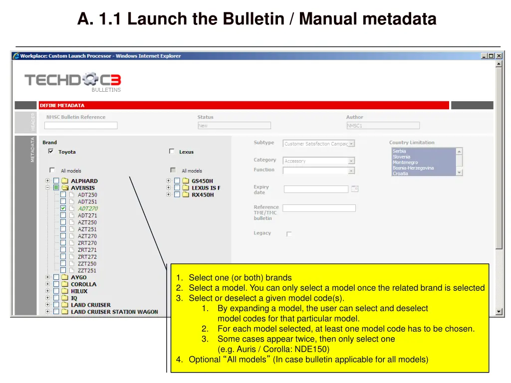 a 1 1 launch the bulletin manual metadata