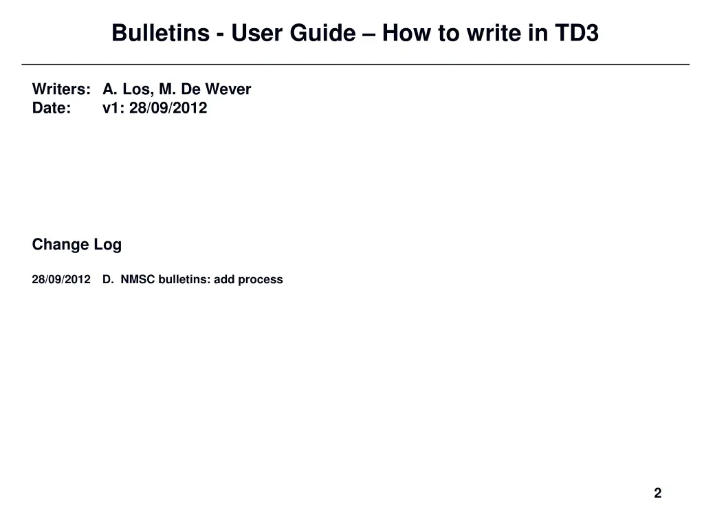 bulletins user guide how to write in td3