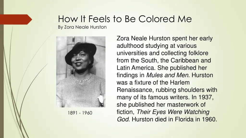 how it feels to be colored me by zora neale