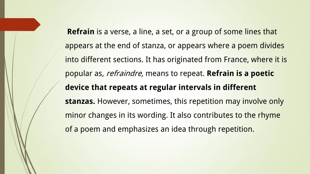 refrain is a verse a line a set or a group