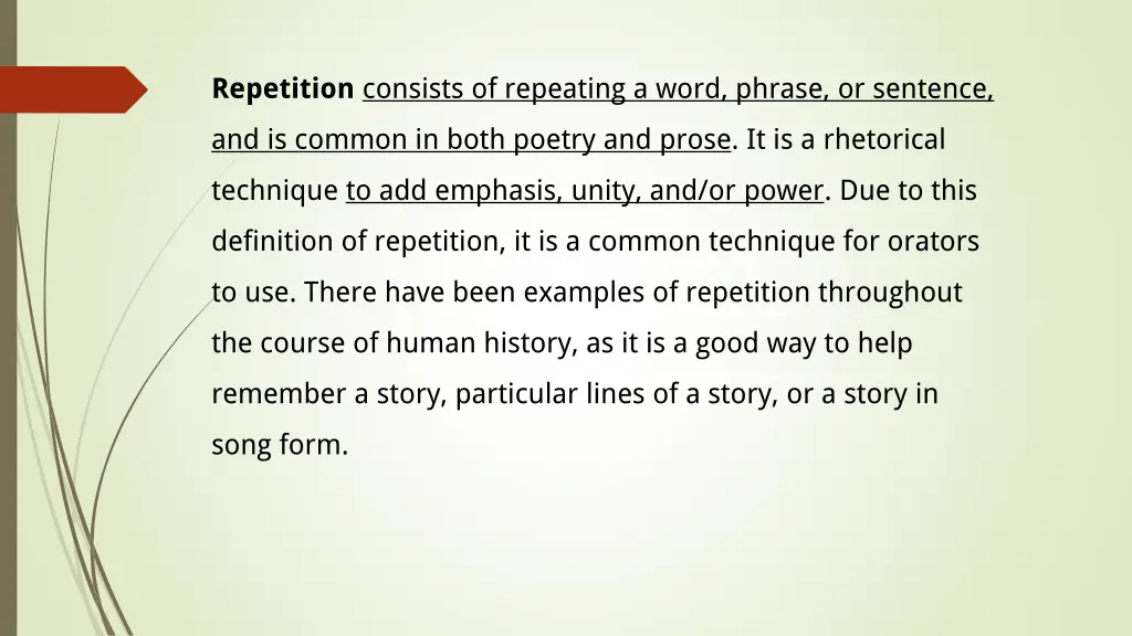 repetition consists of repeating a word phrase