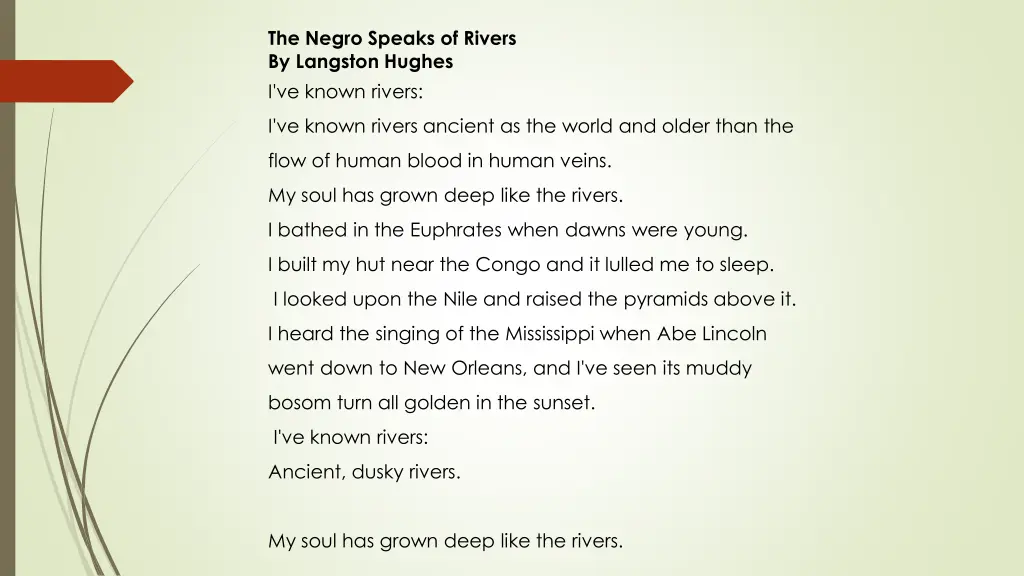 the negro speaks of rivers by langston hughes